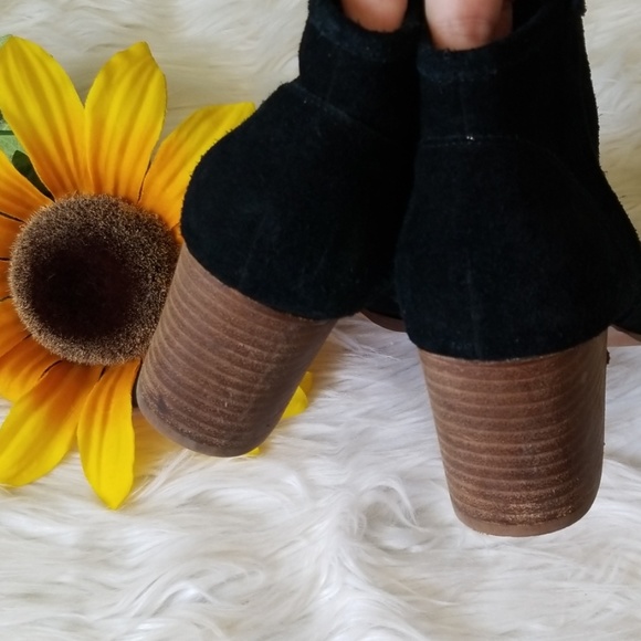 Aldo Black Suede Peep Toe Ankle Bootie - Picture 7 of 8